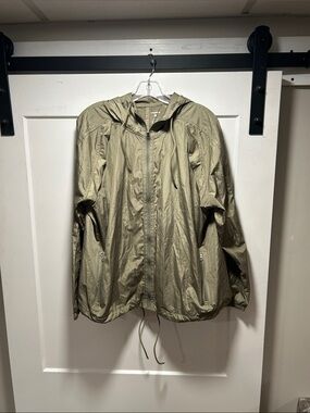 Layer 8 Olive Green Hooded Packable Windbreaker